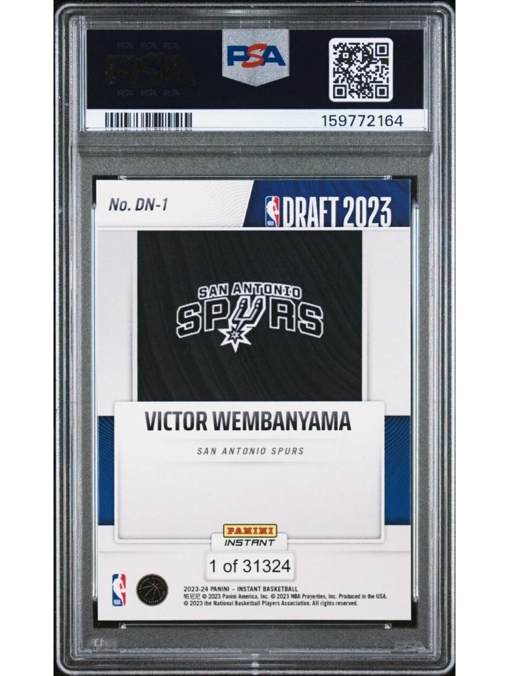 2023 PANINI INSTANT VICTOR WEMBANYAMA #DN1 DRAFT NIGHT ROOKIE RC PSA 9 MINT